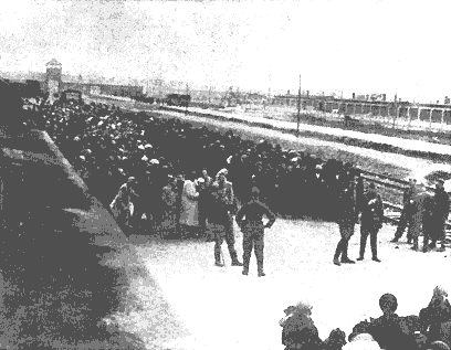 Arrival at the train station at Auschwitz-Birkenau