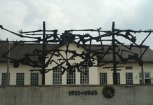 Dachau Administration Building with Sculpture